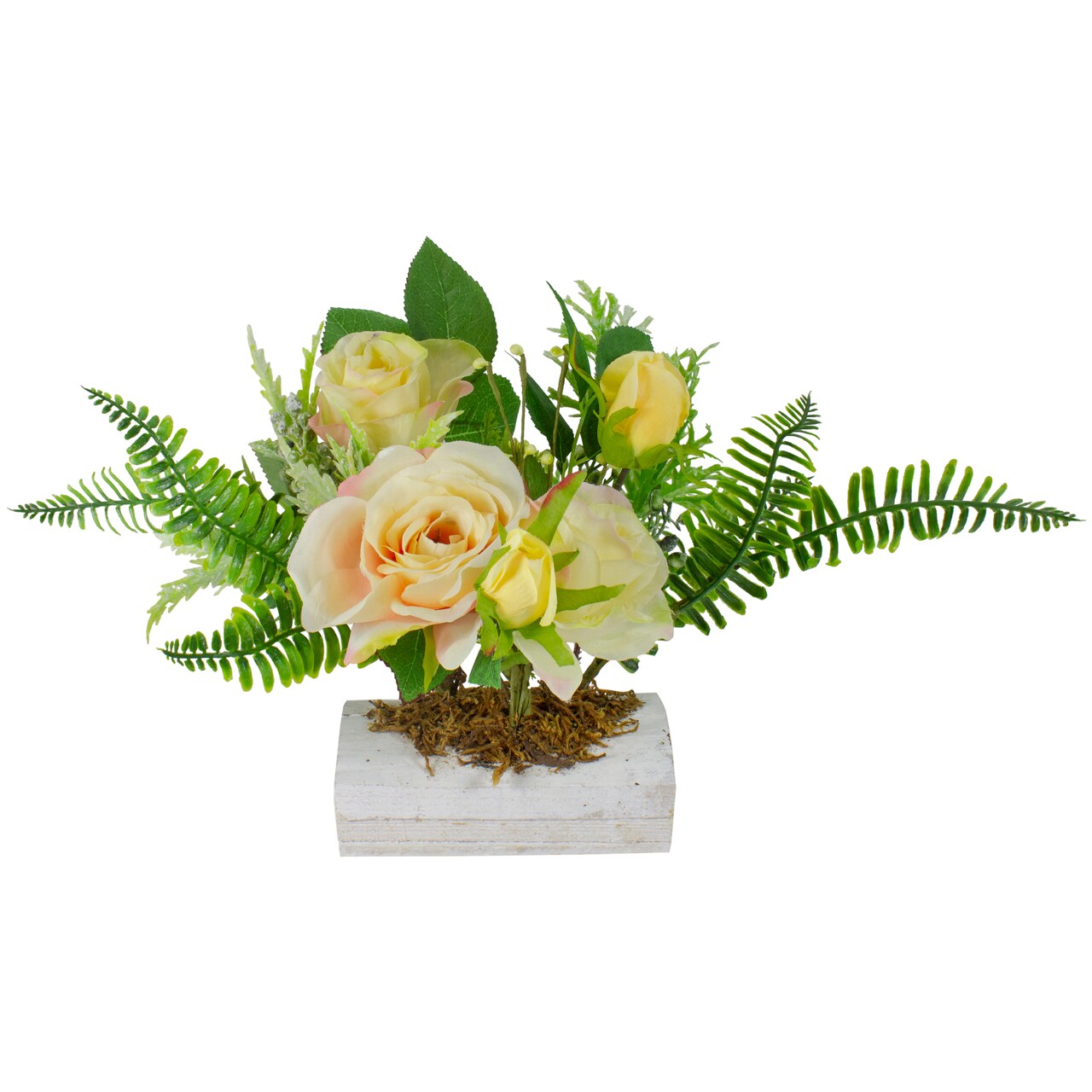 Northlight Ranunculus and Rose Floral Spring Wooden Statue Decoration - 13"